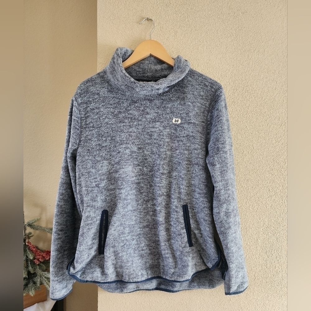 Abercrombie and Fitch Womens Fleece Sweater Blue Pullover Pockets